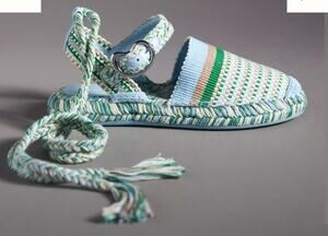 Amambaih Platform Espadrille Flats Blue Mosaic Size 37 US 6.5